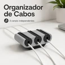 Organizador de Cabos de Mesa 3 Canais Suporte Fixa Cabos Carregador Escritório Home Office