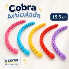 Cobra Articulada 3D Flexível 15,5cm Fidget Antiestresse Decorativa 5 Cores