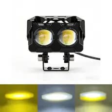 Farol de Motocicleta, Tricolor, Farol LED Duplo à Prova d'Água, Farol de Longo e Curto Alcance