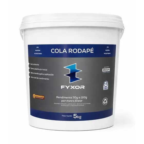 Cola Rodapé / Madeira / Poliestireno / MDF / Moldura / FYXOR FYXOR Galão 5Kg