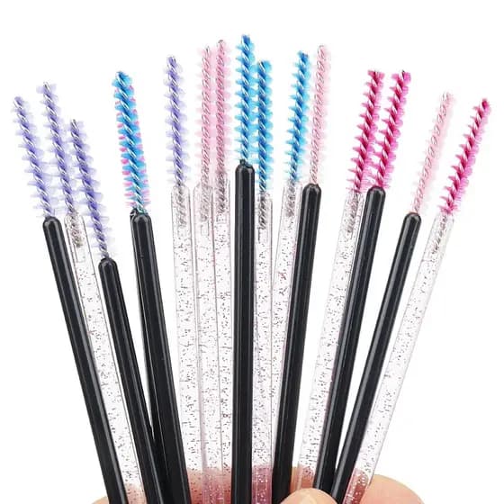 100 Pçs de Escovas Descartáveis Brilhantes para Cílios, Aplicadores de Máscara, Ferramentas de Maquiagem para Sobrancelh