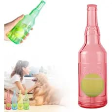 Brinquedo para mastigar para cães em formato de garrafa de cerveja, com bola de tênis flutuante interativa que faz som A