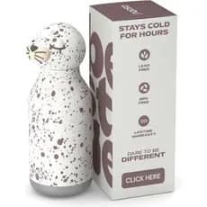 Garrafa Asobu Bestie, Garrafa de Água Isolada em Aço Inoxidável com Cabeça de Animal Removível, Divertida para Crianças