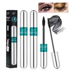 2 Pacotes de Máscara para Cílios Lash Cosmetics, Máscaras para Cílios 5x Mais Longos, Máscara Preta 2 em 1 à Prova d'Águ