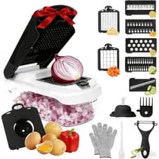 Cortador Mandoline para Cozinha, Picador e Cortador de Legumes, Cortador de Alimentos Profissional com Lâminas de Aço In