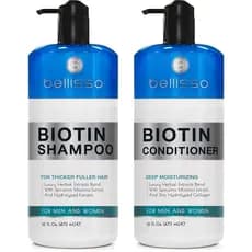 Conjunto de Shampoo e Condicionador com Biotina - Tratamento Livre de Sulfatos e Parabenos para Homens e Mulheres - Prod