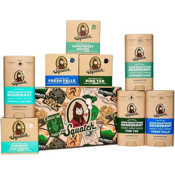 Conjunto de Sabonete e Desodorante Masculino Dr. Squatch - Presentes de Aniversário para Homens - Sabonete em Barra, Des