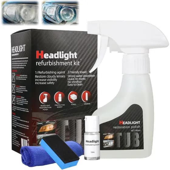 Botou 2026 Kit de Restauração de Faróis Automotivos Aprimorado, Kit de Limpeza e Restauração de Faróis de Carro com Spra
