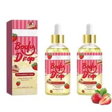Óleo Corporal Body Juice com Aroma de Bolo de Morango, Óleo Corporal Perfumado, Hidratante e Umectante para Todos os Tip