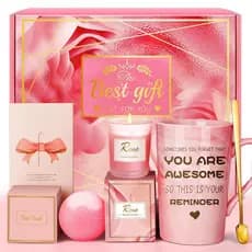 Presentes de Aniversário para Mulheres, Mãe, Irmã, Amiga: Conjunto Único de Cestas de Spa e Relaxamento Rosa, Dia das Mã