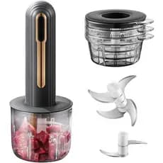 Processador de Alimentos Elétrico Mini, Processador de Alimentos Pequeno Portátil USB de 4 Copos, Picador de Alho, para