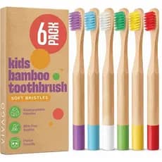 Escova de Dentes Infantil VIVAGO com Cerdas Macias, Pacote com 6 - Escova de Dentes para Crianças com Cabos Coloridos de