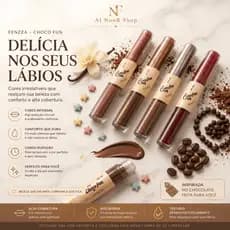 Duo Lips Choco Fun Fenzza – Batom + Gloss com Cor Intensa e Acabamento Brilhante