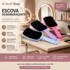 Escova Raquete Desembaraço Suave e Sem Quebrar os Fios