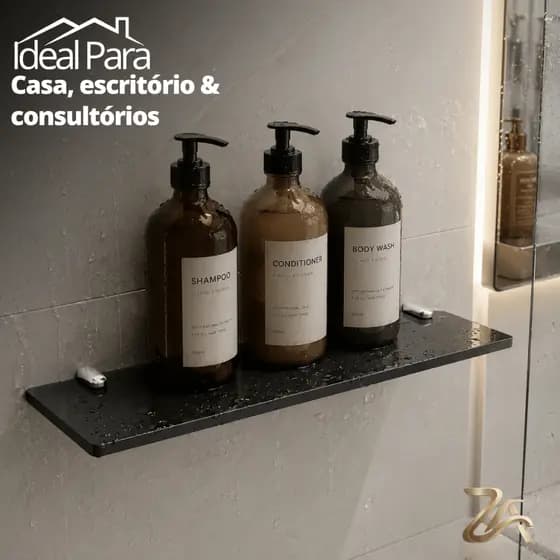 Porta Shampoo Vidro 40x10, 50x10 Nicho Para Banheiro Suporte Porta Shampoo Multiuso 6mm Fumê
