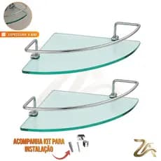 Kit 02 Porta Shampoo Suporte De Banheiro Shampoo Canto Vidro 6mm