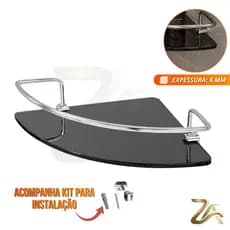 Porta Shampoo Suporte Banheiro Prateleira Canto Vidro 6mm Fumê
