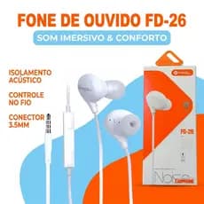 Fone de Ouvido PMCell FO-26 Intra-auricular com Microfone e Controle Ideal para Chamadas e MúsicaCom Controle de Volume