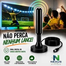 Antena TV Digital 4K À Prova d'Água | Interna Externa Cabo 5m | UHF VHF FM Alta Sensibilidade