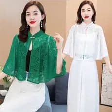 Primavera verão fino xale jaqueta feminina 2026 novo estilo na moda estilo quente renda exterior Cardigan manto estilo f