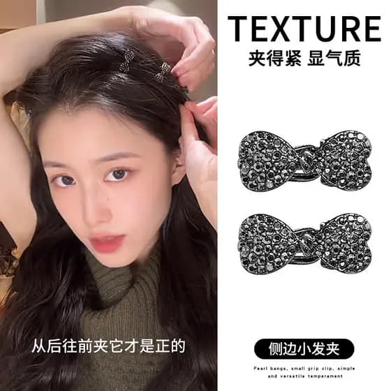 Único bonito strass arco grampo de cabelo feminino franja lateral cabelo quebrado pequeno clipe cocar testa Duckbill cli
