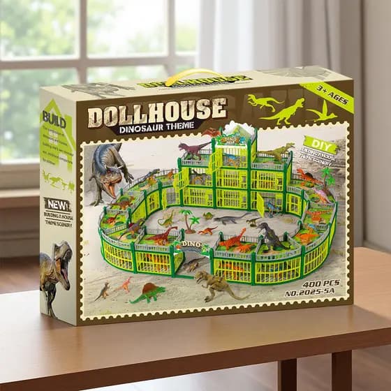 [Brinquedos educativos] Novo estilo infantil Diy dinossauro Villa brinquedos montados menino brinquedo presente