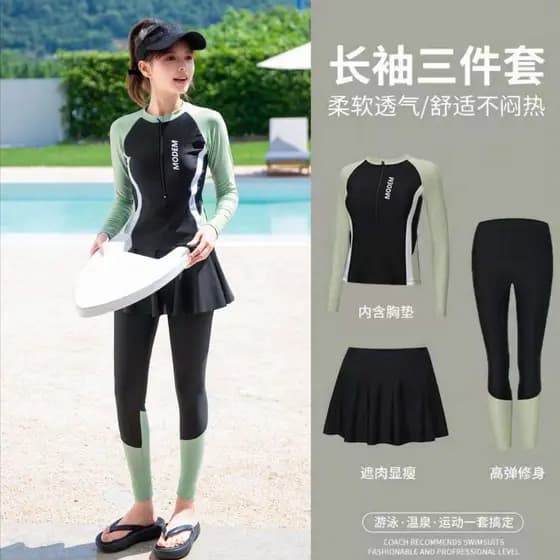 [Importado] Maiô Feminino de Duas Peças com Mangas Compridas e Calças, Proteção Solar, Novo 2024, Ajuste Justo, Roupa de