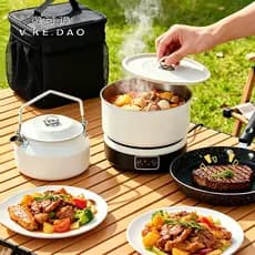 [220V][Bom Produto] Fogão de Indução Portátil Mini Weikediao para Uso Externo, Conjunto de Cozinha Portátil para Camping