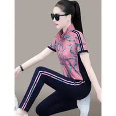 [Alta Qualidade] Conjunto Feminino de Verão 2025, Novo e Elegante, em Seda Gelada, Manga Curta e Calça Longa, Duas Peças