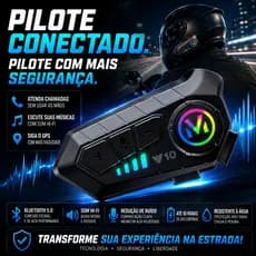 Intercomunicador Moto Bluetooth Y10 RGB Som Hi-Fi IP67 Atende Chamadas GPS Capacete Universal
