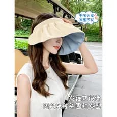 Chapéu de sol feminino protetor solar borda grande ciclismo Anti-ultravioleta capa ao ar livre rosto oco escudo superior