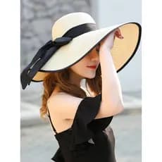 Chapéu de palha feminino verão protetor solar aba grande chapéu de sol praia beira-mar férias chapéu de sol dobrável na