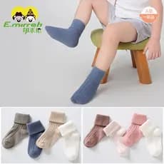 Ilimun Meias para bebês primavera verão outono inverno quatro estações meias estilo fino bebê cor sólida meias cano médi