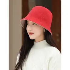 Chapéu feminino 2026 novo estilo outono inverno balde chapéu de lã chapéu feminino All-Match estilo Hepburn balde chapéu