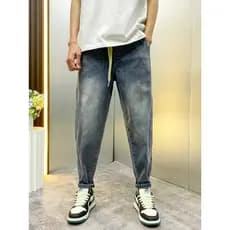 Calças Jeans masculinas primavera verão rua Wear calças em forma de tornozelo 2025 novo estilo solto cenoura calças côni