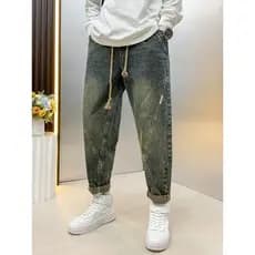 Calças masculinas outono Jeans Retro tornozelo comprimento calças 2024 novo estilo Street Wear Harem calças casuais calç