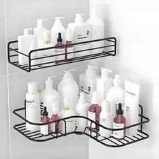 Rack de canto para banheiro, rack triangular sem perfuração, rack de armazenamento de canto para banheiro