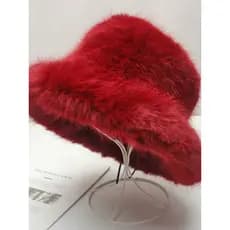 Chapéu balde peludo vermelho feminino outono inverno engrossado quente proteção de ouvido peludo rosto-olhando pele de c