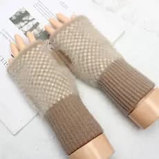 Outono inverno quente pelúcia meio dedo luvas de malha proteção de pulso feminino sem dedos metade estudante escrita