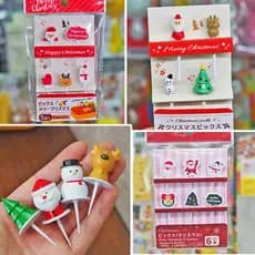 Garfo de frutas de natal série de natal bento nota bonito japonês bento pequeno garfo decorativo vara garfo de frutas