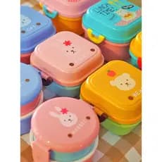 Estilo japonês lancheira infantil dos desenhos animados Animal pequena lancheira dupla camada lanche caixa de lanche do