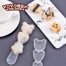 Pequeno urso amor flor bola de arroz molde de três links dos desenhos animados tamanho pequeno molde de bola de arroz fo