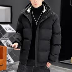 Inverno grosso acolchoado jaqueta masculina jovem estudante na moda bonito preto com capuz para baixo jaqueta acolchoada