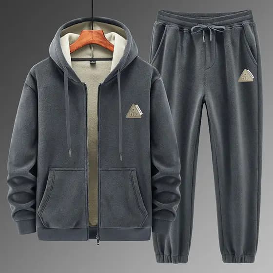 Outono inverno novo estilo terno esportivo masculino de duas peças terno jovens estudantes inverno forro de lã engrossad