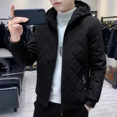 Jaqueta acolchoada preta jaqueta masculina inverno novo estilo jovens estudantes versão coreana na moda jaqueta acolchoa