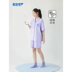 Nuvem fábrica bom sonho loja cor sólida Homewear terno feminino manga curta solto Casual algodão fino pijamas confortáve