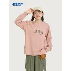 Nuvem fábrica flor acadêmico impresso em torno do pescoço de manga comprida camiseta feminina solta confortável algodão