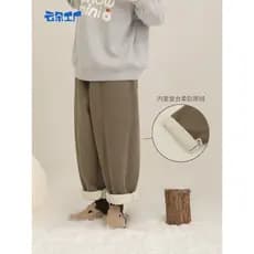 Yunduo fábrica pequeno boneco de neve velo-feixe Sweatpants outono inverno quente Casual cintura elástica contraste cor