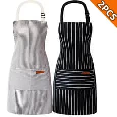 Avental de Cozinha/Armazenamento, Unissex, Avental de Chef Ajustável com Bolsos, Pacote com 2, Várias Cores Disponíveis