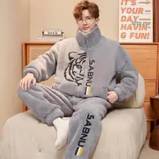 Pijamas masculinos outono inverno engrossado mais veludo adolescentes Coral veludo quente flanela masculina plus Size Lo